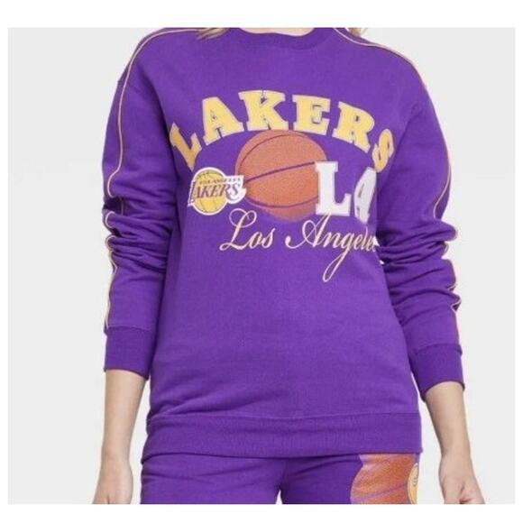 NBA Purple Los Angeles Lakers Basketball Pullover Crew Neck Sweater Size XL - Picture 2 of 7